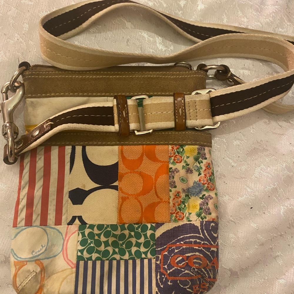 Coach Brown and Tan Crossbody Bag with Adjustable Strap